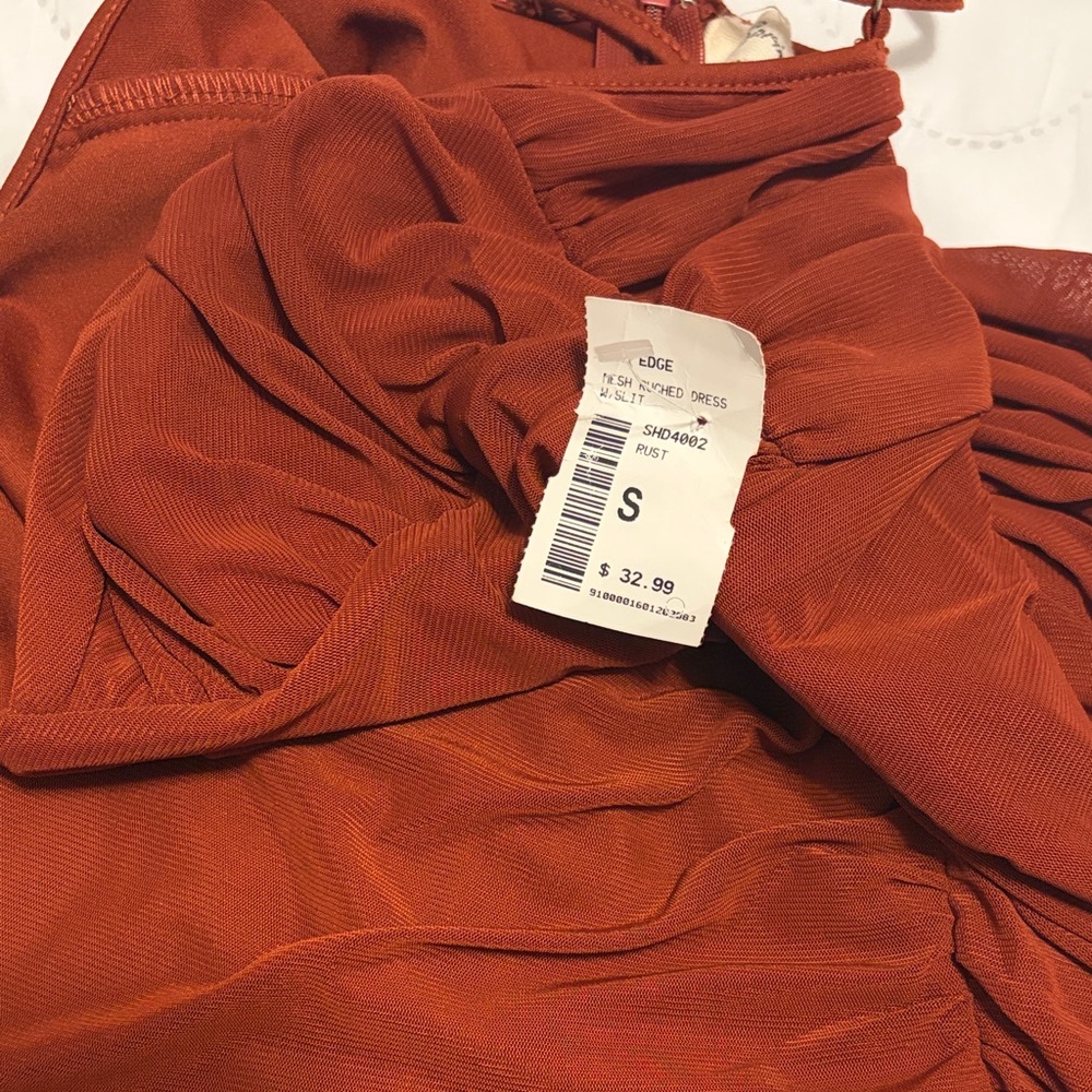 Chic Asymmetrical Rust Dress - Picture 3 of 3